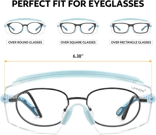 Vista 2 de UKNOW Gafas de seguridad sobre anteojos, gafas de seguridad antivaho ANSI Z87.1, gafas protectoras ajustables