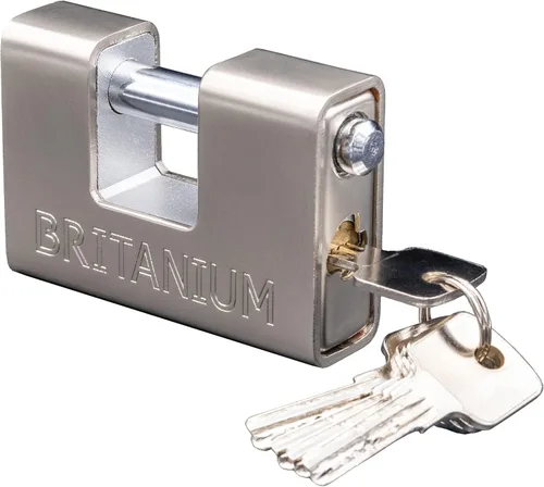 Vista 7 de Britanium® BRP74 [blindado] Candado de alta seguridad - [Cilindro antitaladro] - Cerradura resistente para unidad de almacenamiento con espacio