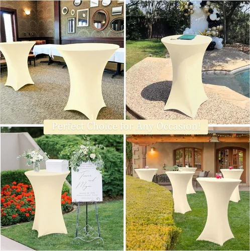 Vista 6 de Paquete de 4 manteles de elastano para mesa de cóctel de 32 x 43 pulgadas, manteles cuadrados elásticos de esquinas cuadradas, mantel redondo