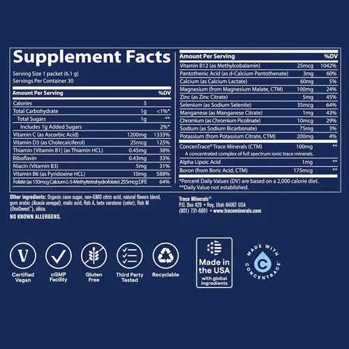 Vista 6 de Power Pak, suplemento dietario: electrolitos, stamina, minerales traza- Sin OMG, ESPP04, 30, Explosión Naranja, 1, 1