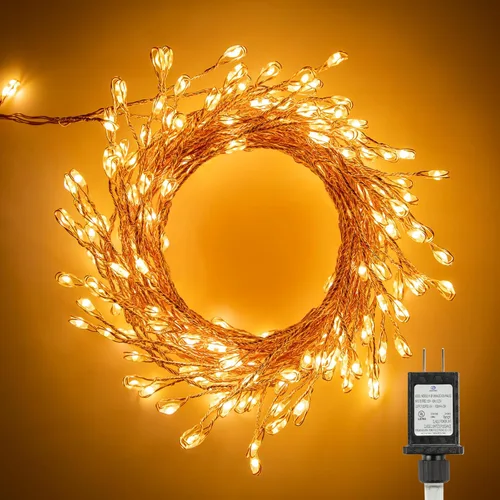 Minetom Guirnalda de luces enchufables, 10 pies, 200 luces LED, alambre de cobre, impermeable, luces de petardo estrellado para techo, dormitorio,