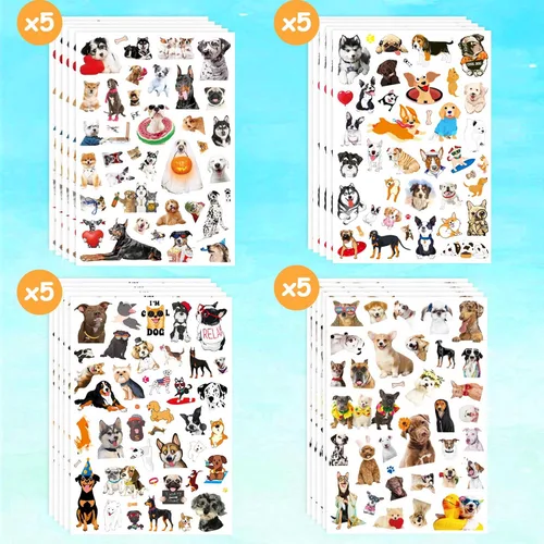 Vista 3 de Calcomanías para cachorros, 650 unidades, lindas calcomanías para cachorros de mascotas para niños, tema de perros de animales para botella de agua