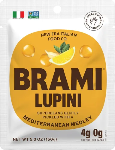 BRAMI Lupini Beans Snack, Mediterranean Medley | 0.27 oz de proteína vegetal, 0.00 oz de carbohidratos netos | Vegano, vegetariano, keto, a base de