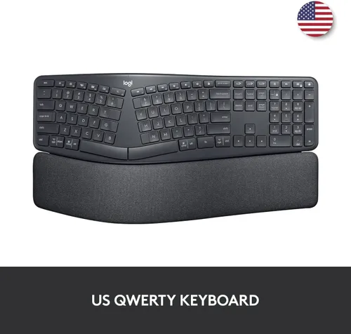 Vista 2 de Logitech Ergo K860 - Teclado ergonómico inalámbrico con reposamuñecas, diseño de teclado dividido para Windows/Mac, Bluetooth o conectividad USB