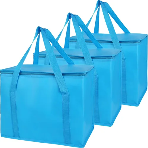 Vista 20 de Bodaon Paquete de 2 bolsas de comestibles reutilizables aisladas de servicio pesado, bolsa térmica, extra grande para alimentos congelados