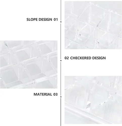 Vista 4 de Acrylic Lipstick Storage Box 24-Grid Makeup Organizer Case for Cosmetics Display and Nail Polish Desktop Storage for Beauty Accessories