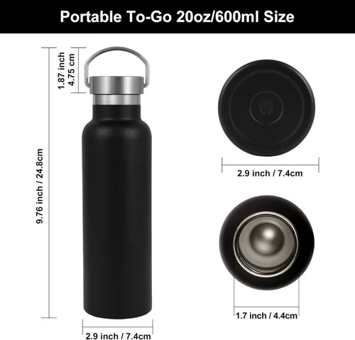 Vista 5 de Neihepal Paquete de 16 botellas de agua aisladas a granel, botella deportiva de doble pared de acero inoxidable con tapa de asa, termo reutilizable