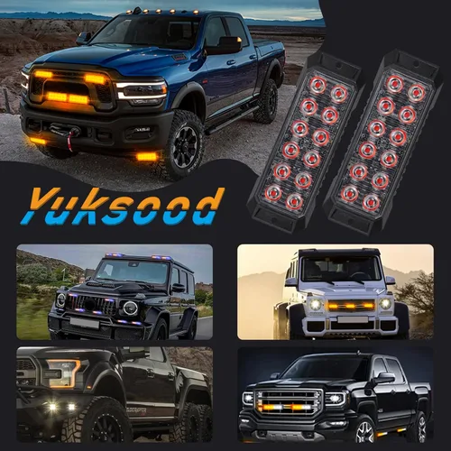 Vista 5 de 4 luces estroboscópicas para camiones, luces de emergencia con función de sincronización para vehículos, luces intermitentes de 12 LED, cabezal
