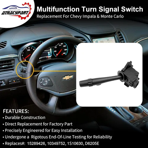 Vista 2 de Interruptor de señal de giro multifunción, compatible con Chevy Impala 2006-2013, Impala Limited 2014-2016, Monte Carlo 2006-2007 - Control