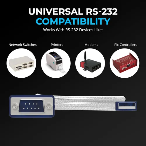 Vista 3 de SABRENT Cable convertidor USB 2.0 a serie (9 pines) DB 9 RS 232, chipset Prolific, HEXNUTS