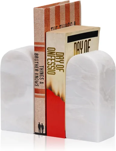 Vista 17 de Koville Sujetalibros de mármol de lujo para estantes, extremos decorativos de libros de piedra, soportes de libros de mármol de alta resistencia