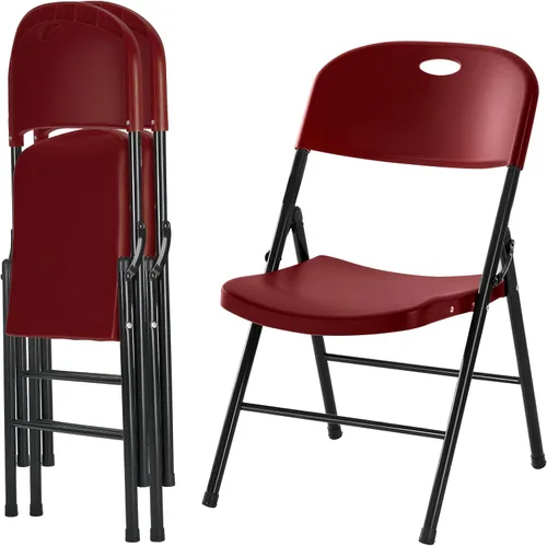 Paquete de 2 sillas plegables de plástico resistente, sillas plegables de capacidad de 450 libras para interiores y exteriores, asientos portátiles