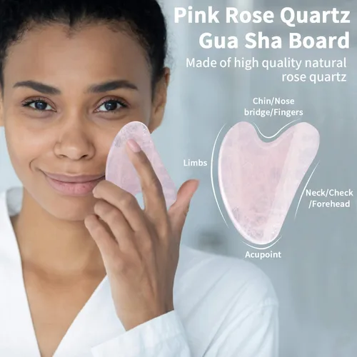 Vista 3 de Jade Roller & Gua Sha, 100% Natural Jade Face/Eye Roller and Gua Sha Massager Tool, Automoness Facial Beauty Roller Skin Care Tools for Face, Eye