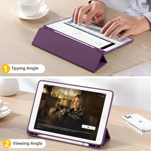 Vista 6 de Akkerds - Funda Compatible con iPad de 10.2 Pulgadas 2021/2020/2019, para iPad de 9ª/8ª/7ª Generación con Soporte para Lápiz, Funda Protectora