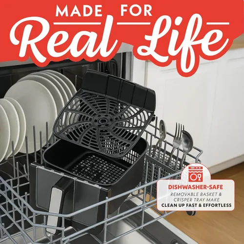 Vista 8 de Gourmia Freidora de aire de 7 cuartos de galón - Ventana panorámica fácil de ver y luz interior, cocina guiada con 12 ajustes preestablecidos de un