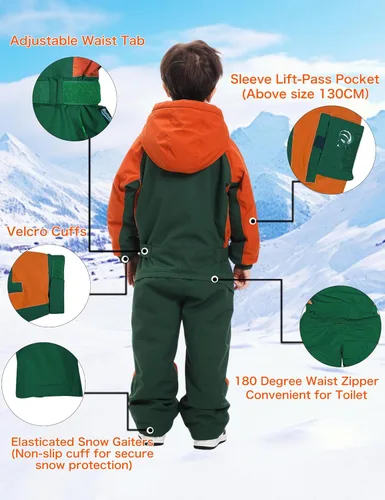 Vista 6 de Trajes de nieve de una pieza para niños y niñas, trajes de esquí, overoles, impermeables, para snowboard, invierno, al aire libre