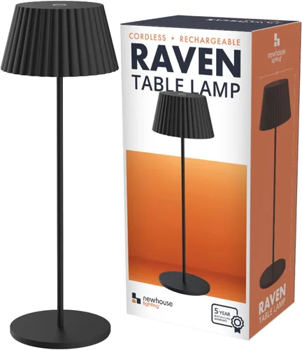 Vista 2 de Newhouse Lighting Raven, NHTL-RA-BLK, lámpara de mesa recargable inalámbrica de 2700 K regulable con USB-C NHTL-RA-BLK, lámpara de escritorio