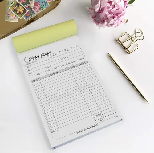Vista 4 de Cosco® Libro de formularios de pedidos de ventas con antideslizante, artístico, 5 1/2 "x 8 1/2", 2 partes sin carbono, 50 juegos (074012)