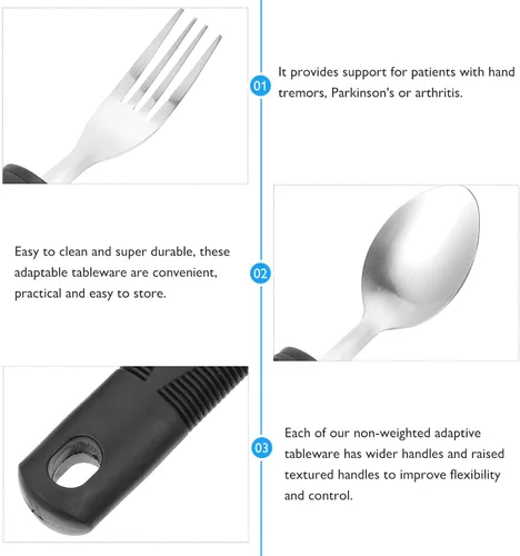 Vista 9 de Adaptive Utensils Set Weighted Tableware for Arthritis, Easy-to-Hold Stainless Steel Fork, Knife, Spoon