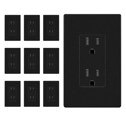 Vista 25 de ENERLITES, Silver Elite Series - Toma de corriente decorativa para niños, resistente a manipulaciones, autoconectable, 2 polos, grado residencial