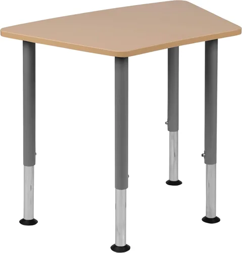 Vista 5 de Flash Furniture Billie - Escritorio hexagonal natural colaborativo para estudiantes (ajustable de 22.3 a 34 pulgadas), hogar y aula