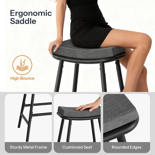 Vista 5 de HOOBRO Taburetes de bar, juego de 2 sillas de bar, taburetes de bar para encimera de cocina, taburetes de bar altura de mostrador, taburetes de bar