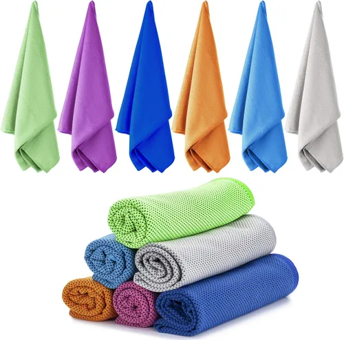 Paquete de 6 toallas de enfriamiento, toalla de hielo para cuello y cara, toalla de microfibra suave y transpirable para climas cálidos, campamento,