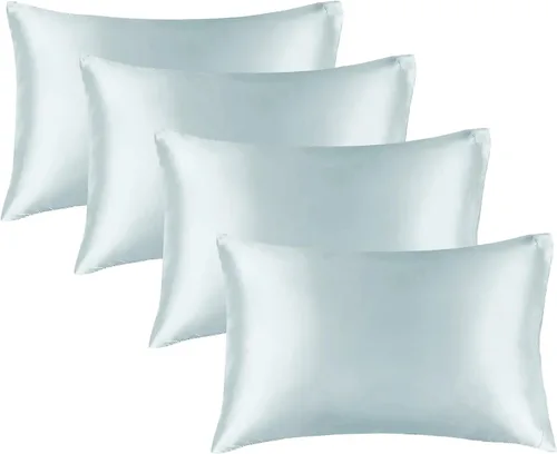 Vista 135 de BEDELITE Funda de almohada de satén para cabello y piel, súper suave y refrescante similar a las fundas de almohada de seda, paquete de 2 con cierre