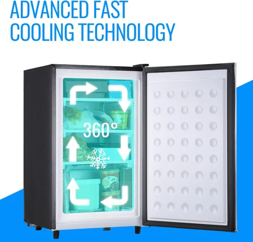 Vista 3 de Congelador vertical de 3.2 pies cúbicos con 7 termostatos ajustables de pie de una sola puerta, congeladores compactos pequeños independientes