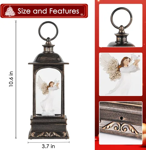 Vista 3 de Decoraciones de Navidad de globo de nieve, linterna de Navidad iluminada con temporizador de 6H, globo de nieve musical para decoración del hogar