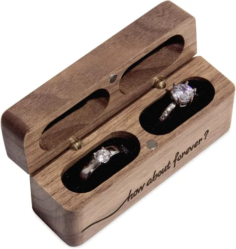 Vista 6 de Caja portadora de anillos de boda Propuesta delgada Caja de anillo ¿Qué tal para siempre?
