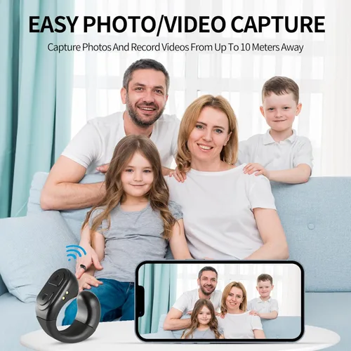 Vista 6 de Anillo de desplazamiento mejorado, control remoto para TikTok, anillo de desplazamiento Bluetooth con soporte, control remoto de cámara Bluetooth