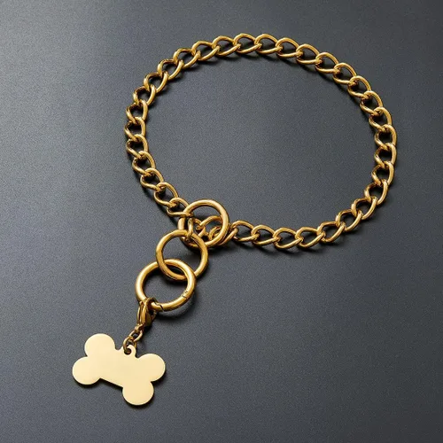 Vista 7 de Collar de perro con cadena de oro resistente, eslabones cubanos de 18 quilates de 0.591 in con gancho de cierre de anillo, metal de acero inoxidable