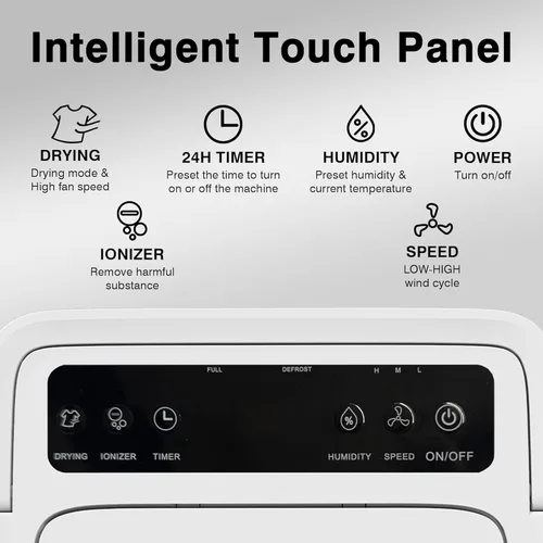 Vista 4 de AIRPLUS Deshumidificador de 4500 pies cuadrados para sótano, deshumidificadores de 70 pintas para el hogar con manguera de drenaje, drenaje