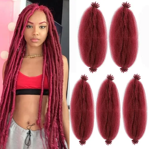 Vista 34 de Cabello Afro Twist de 12 pulgadas, Cabello Afro Trenzado de Ganchillo (12 Pulgadas (Paquete de 3), RED#)