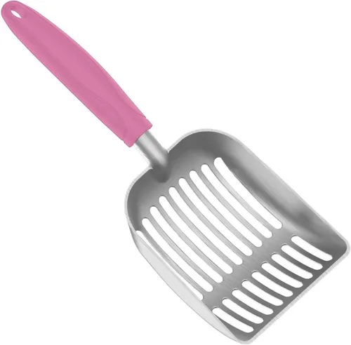 Vista 12 de Cuchara de arena para gatos, tamiz de aleación de aluminio, cuchara para gatitos, cuchara pequeña para gatos que es resistente y resistente