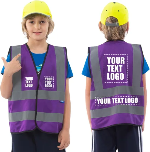 Vista 7 de AYKRM Chaleco de alta visibilidad para niños chaleco de seguridad reflectante de alta visibilidad