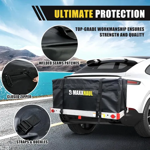 Vista 6 de MaxxHaul 70209 Bolsa de transporte de carga de carcasa suave para portaequipajes de montaje en enganche, resistente y resistente al agua, 47