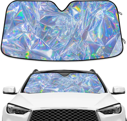 Vista 11 de Parasol de Parabrisas de Mármol Gris Parasol de Acordeón para Automóvil Camión SUV Parabrisas Mármol Dorado Bloquea los Rayos UV Protector de Visera