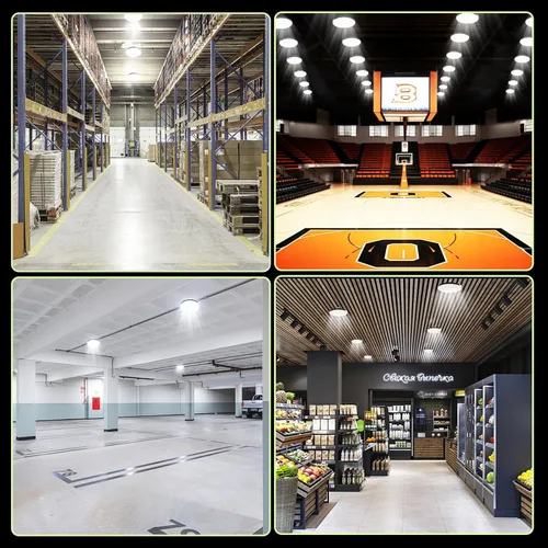 Vista 5 de UFO - Luz LED de alta bahía de 200 W, 20000 lm, luz LED para tienda 3000 K/4500 K/6500 K, 3 temperaturas de color ajustables, IP65 impermeable