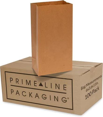 Vista 12 de Bolsas de papel Kraft desechables de Prime Line Packaging, bolsas para lonchera extra grandes para llevar golosinas, comestibles, uso en panadería