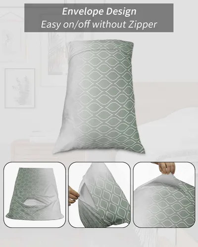 Vista 7 de Fundas de almohada de tamaño King de Marruecos verdes, fundas de almohada suaves para cama, fundas de almohada decorativas de lujo, funda de cojín
