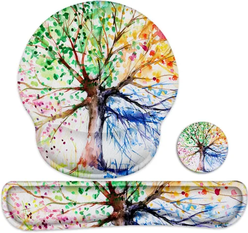 Vista 22 de Reposamuñecas para teclado y alfombrilla para ratón, alfombrilla ergonómica de espuma viscoelástica para ratón con soporte de muñeca, antideslizante