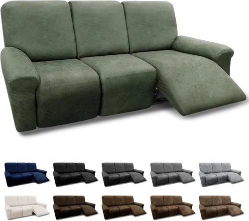 Vista 28 de Fundas para Sillón de 2 Piezas con Cojín en T, Fundas de Aspecto de Cuero para Sofá, Fundas para Sillas, Protector de Muebles Elástico, Funda