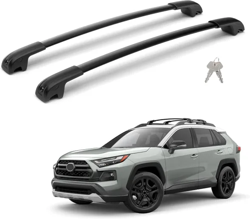 Vista 10 de Barras transversales de portaequipajes de 300 LBS con cerradura para RAV4 2013-2018, barras transversales de carga de coche de aluminio