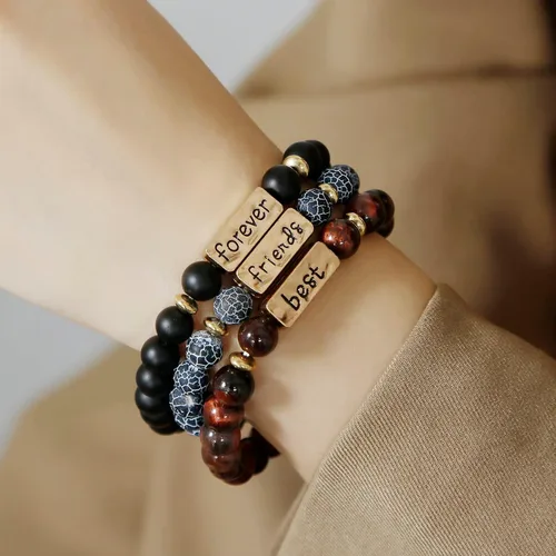 Vista 6 de EACHAR - Juego de 3 pulseras elásticas de cuentas con diseño de ojo de tigre para hombres y niños BE00001