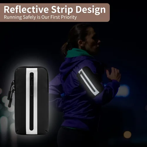 Vista 4 de Prime Comfort Brazalete para teléfono para correr, bandas para iPhone para ejercicio, bandas de brazo para correr para teléfono celular, monedero