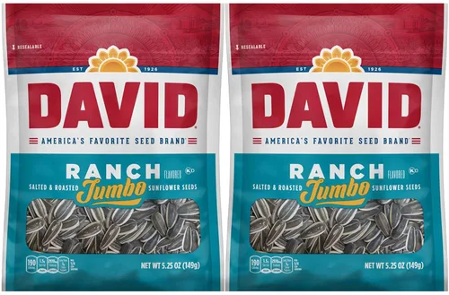 Vista 10 de DAVID Seeds Semillas de girasol jumbo saladas y tostadas con sabor a tocino a macarrones con queso, aperitivo apto para dieta cetogénica, bolsas