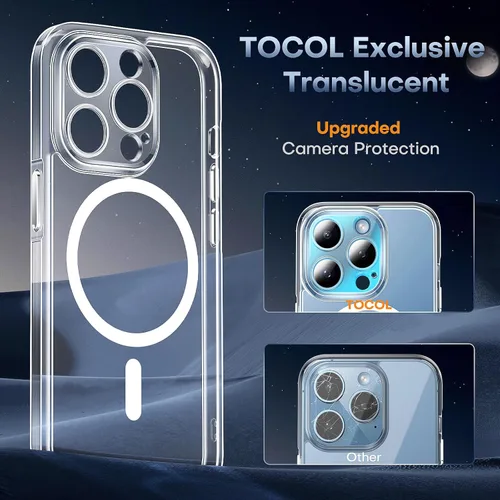 Vista 161 de TOCOL Funda para iPhone 11, compatible con Magsafe, protección completa de cámara, imanes integrados, protección contra caídas, funda translúcida