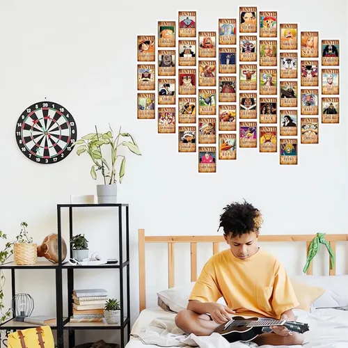 Vista 5 de Conjunto de 100 Tarjetas Postales de Pósteres Buscados de Anime One Piece Luffy Zoro Sanji Nami Usopp Chopper Robin Franky Brook Arte de Pared